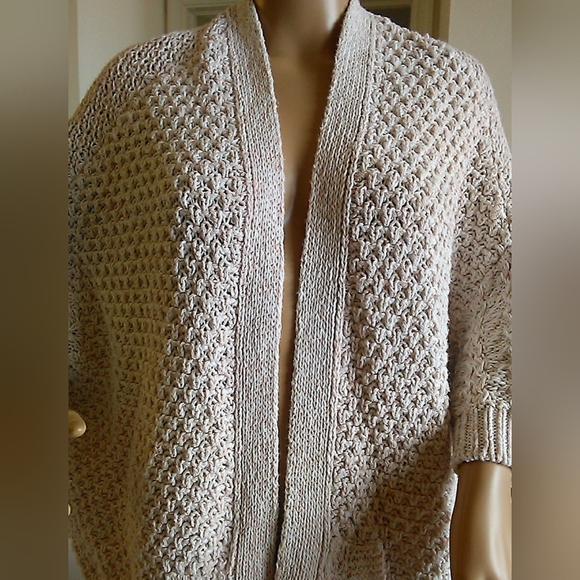 BEAUTIFUL KNIT OPEN CARDIGAN BY LARA KNIT SZ. MED LIGHT PINK & METALLIC PINK - Picture 6 of 8
